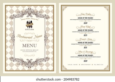 Vintage Style Restaurant Menu Design