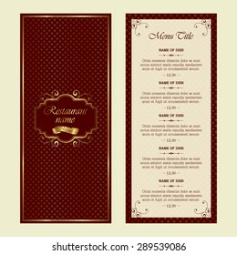 Vintage style restaurant menu design