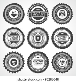 Vintage style retro emblem label big collection. Vector design elements.