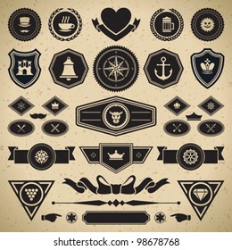 Vintage style retro emblem label collection. Vector design elements.