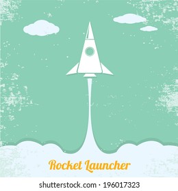 vintage style retro poster of Rocket launcher. vector illustration