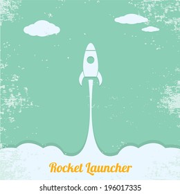 vintage style retro poster of Rocket launcher. vector illustration