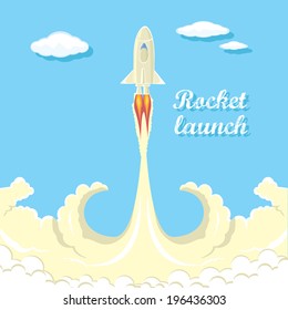 vintage style retro poster of Rocket launcher. vector illustration
