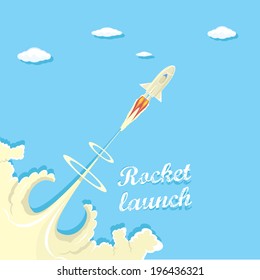 vintage style retro poster of Rocket launcher. vector illustration