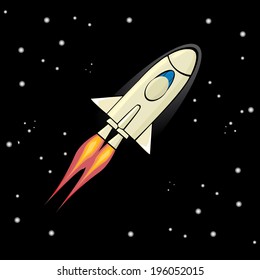 vintage style retro poster of Space shuttle in space. vector illustration