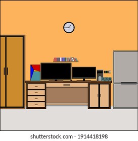 
una habitación de estilo vintage, acondicionada en un apartamento muy confortable. la habitación está equipada con armarios, mesa, tv, reloj y otros