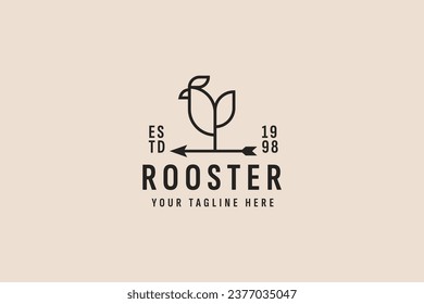 vintage style rooster logo vector icon illustration