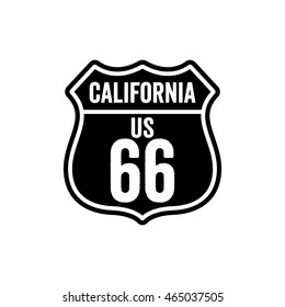 Vintage style route sixty six California road sign. Retro style.