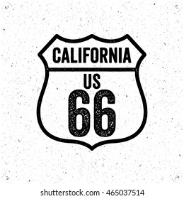 Vintage style route sixty six California road sign. Retro style.