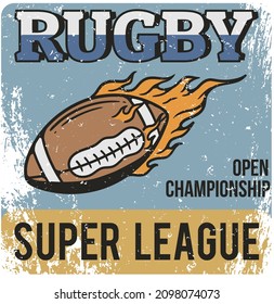 vintage style rugby tournament flyer illustration with grunge