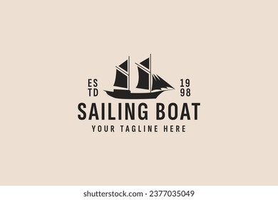 vintage style sailing boat logo vector icon illustration