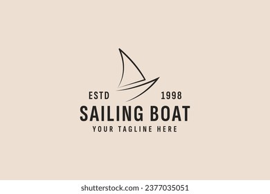 vintage style sailing boat logo vector icon illustration