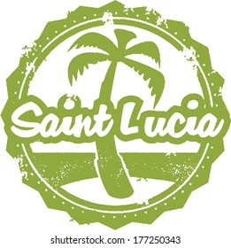 Vintage Style Saint Lucia Travel Stamp
