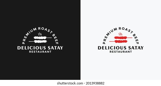 vintage style satay logo design idea for your business restaurant , barbeque etc