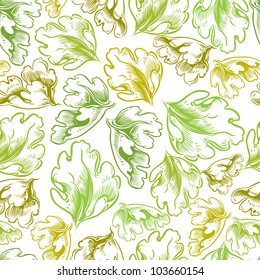 Vintage style seamless background with leaves, perfect vector wallpaper or web background pattern.