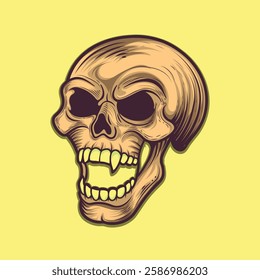 Vintage style side view skull open mouth illustration design