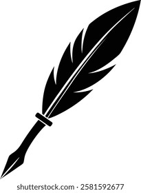 Vintage Style Silhouette Feather Pen Vector.