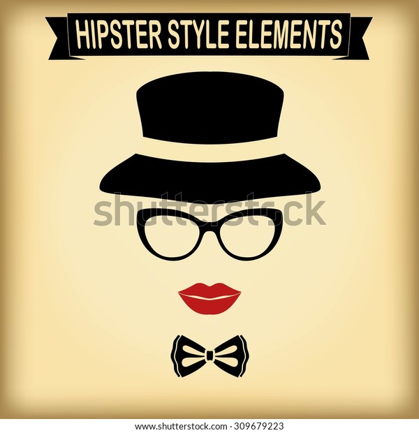 Vintage Style Silhouette Hat Lips Bow Stock Vector (Royalty Free ...