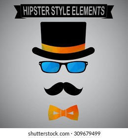 Vintage Style Silhouette Hat Mustaches Glasses Stock Vector (Royalty ...