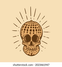 vintage style skull face peanut illustration