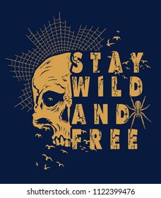vintage style skull print.Vector