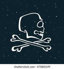Vintage style skull. Vector design for banner, flag, t-shirt, labels or posters.