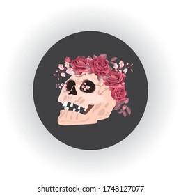 Vintage style skull with the wreath