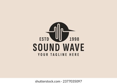 vintage style sound wave logo vector icon illustration