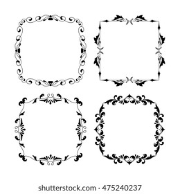 Vintage style square frames collection. Decorative frame set for your design for any holiday 