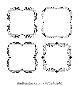 Vintage style square frames collection. Decorative frame set for your design for any holiday 