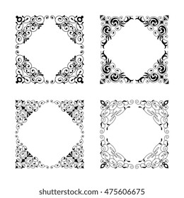 Vintage style square frames collection. Decorative frame set for your design for any holiday 