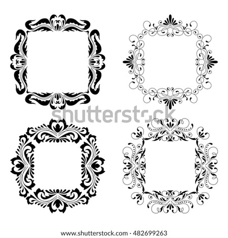 Vintage style  square frames collection. Decorative frame set for your design for any holiday 
