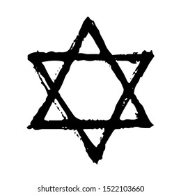 Vintage style star of David symbol. Hand draw vector illustration.