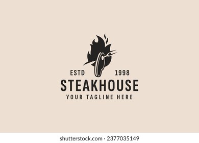 imagen vintage del logotipo del steakhouse icono vectorial