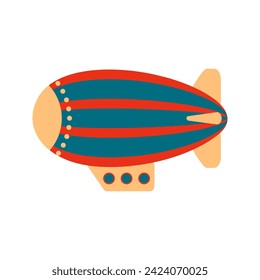 Vintage style striped airship. Perfect print for poster, card, sticker. Isolated vector illustration for decor and design.
