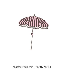 Vintage style striped  beach umbrella vector illustration
