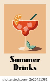 vintage style summer drink poster