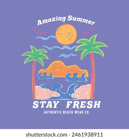 Vintage Style Sommer Wear Print Design als Vektorgrafik