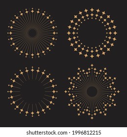 Vintage style sunburst with diamond glitter. Flat vector design isolated