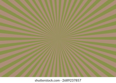 A vintage style sunburst pattern with alternating green and brown radial lines emanating from the center creating a dynamic and energetic background.