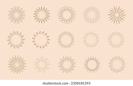 Vintage style sunburst simple lines of diffused light