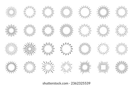 Vintage style sunburst simple lines of diffused light