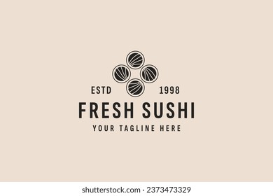 vintage style sushi logo vector icon illustration