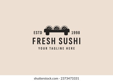 vintage style sushi logo vector icon illustration