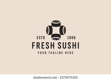 ilustración vintage de vectores de logotipo sushi de estilo vintage