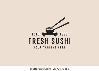 ilustración vintage de vectores de logotipo sushi de estilo vintage
