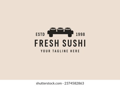 vintage style sushi logo vector icon illustration