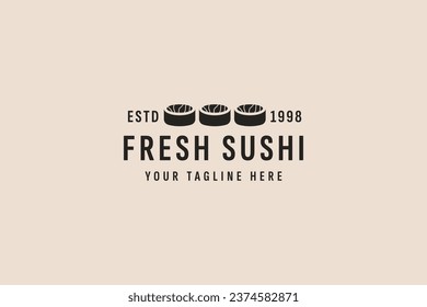 vintage style sushi logo vector icon illustration
