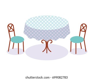 Vintage style Table and chairs set. Vector illustration.