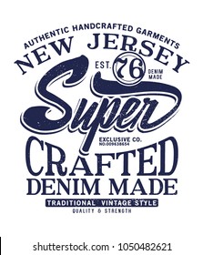 vintage style tee print design as vector with typo and grunge texture